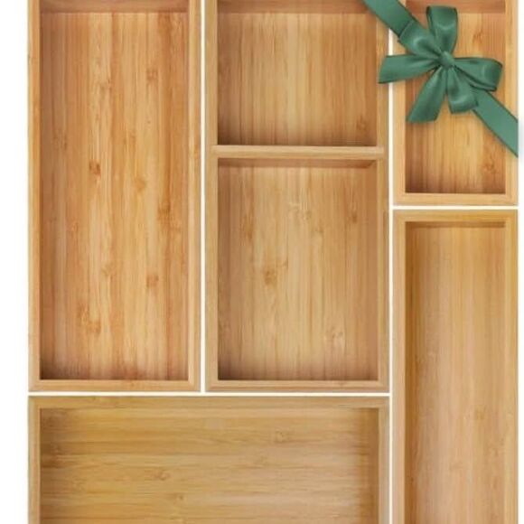 MapleGrace Bamboo Drawer Organizer Set, 5 PCS Multi-Use Individual Wood Storage - Picture 1 of 7